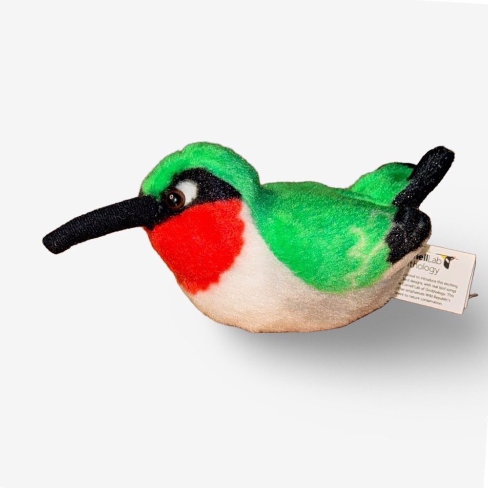 Wild Republic Audubon Birds Ruby Throated Hummingbird Green Chirping Plush 18226